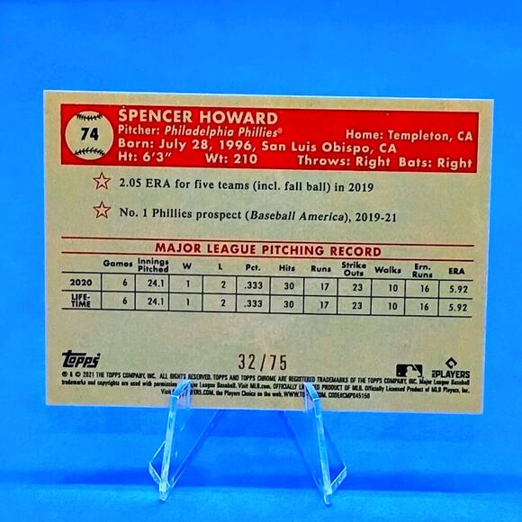 Spencer Howard #74 Rose Gold Speckled Foil Topps Chrome #74 2021 #ed 32/75 - Picture 4 of 5